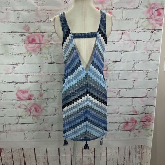 BECCA Blue and Gray Chevron Swim Coverup - Picture 7 of 11